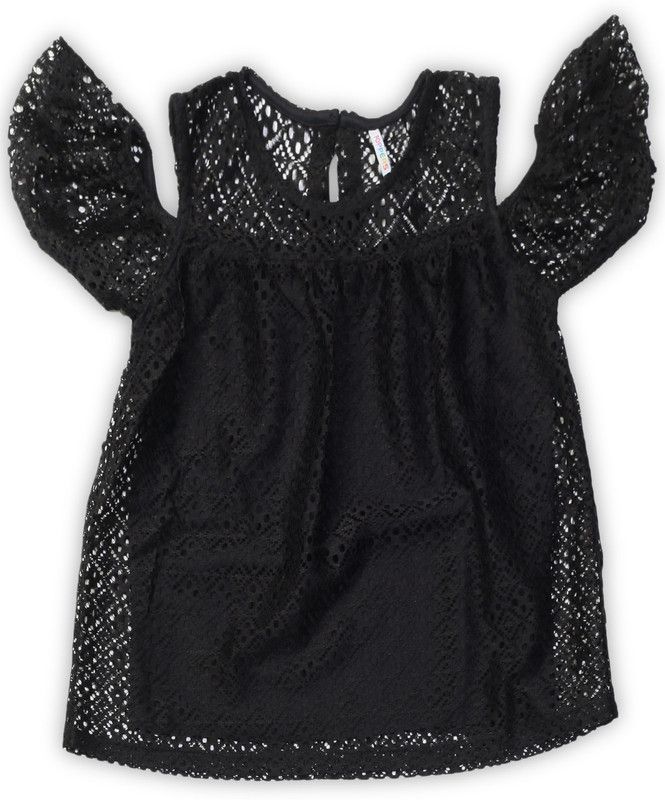 Girls Casual Lace Top  (Black, Pack of 1)