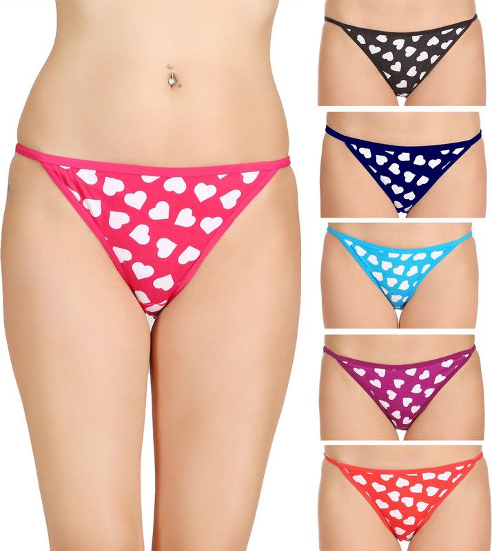 Pack of 6 Women Hipster Pink, Black, Blue, Light Blue, Purple, Red Panty