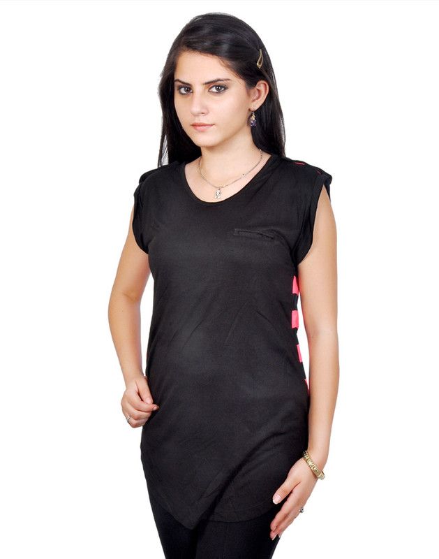 Festive Regular Sleeves Striped Women Black, Pink Top