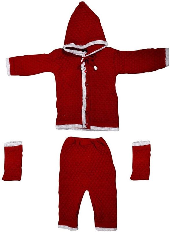 Baby Boys & Baby Girls Casual Sweater Pyjama  (Maroon)