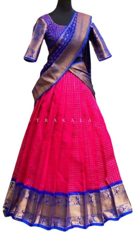 Solid Semi Stitched Lehenga Choli  (Pink)