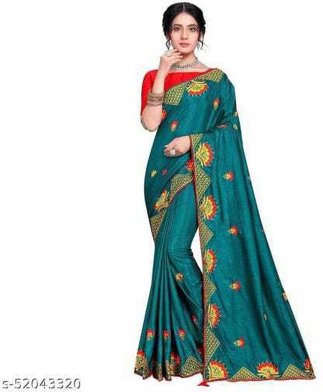 Embroidered Banarasi Georgette Saree  (Light Blue)