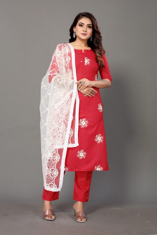 ADITRI Embroidered Kurta, Trouser/Pant & Dupatta Set