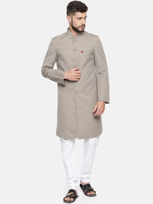 The Indian Garage Co. TIG-SHER3-04-Grey Solid Sherwani