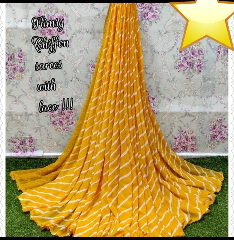 Leheria Georgette Saree  (Yellow)