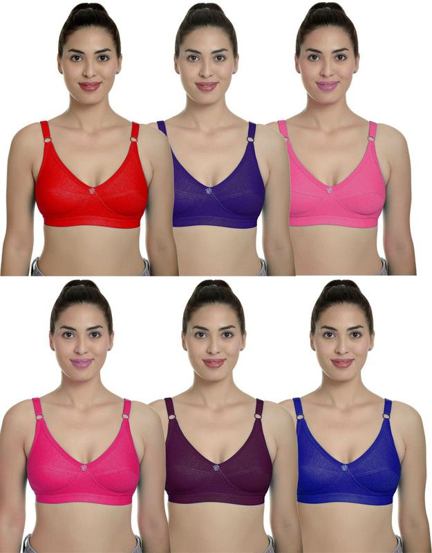 Pack of 6 Women Minimizer Non Padded Bra  (Dark Blue, Red, Blue, Maroon, Pink, Orange)