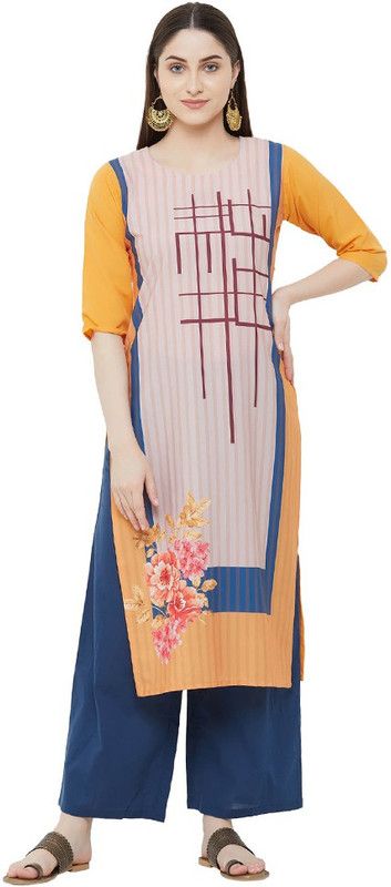Pack of 6 Women Abstract Crepe Straight Kurta  (Multicolor)