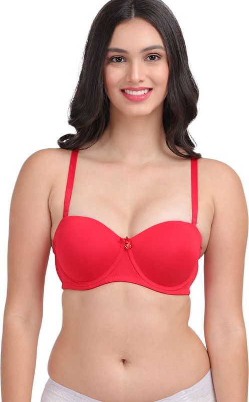 Demi cup Underwired Pushup Bra Women Demi Lightly Padded Bra  (Red)