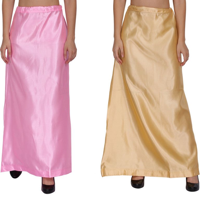 WO AI NI PT03-PT08-BabyPink-Gold Satin Blend Petticoat  (Free)