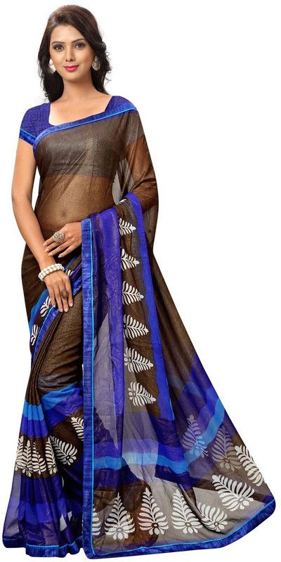 Digital Print Daily Wear Georgette Saree  (Brown)
