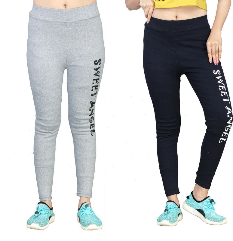 Exitro Black, Grey Jegging  (Printed)