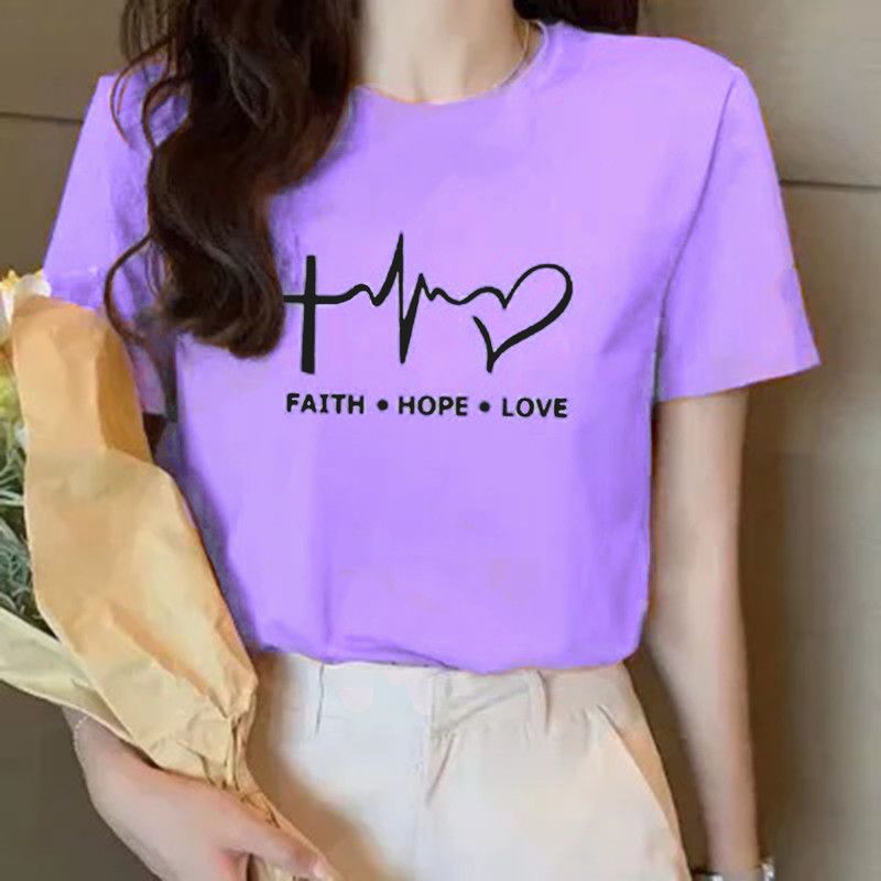 Women Typography Round Neck Pure Cotton Purple T-Shirt