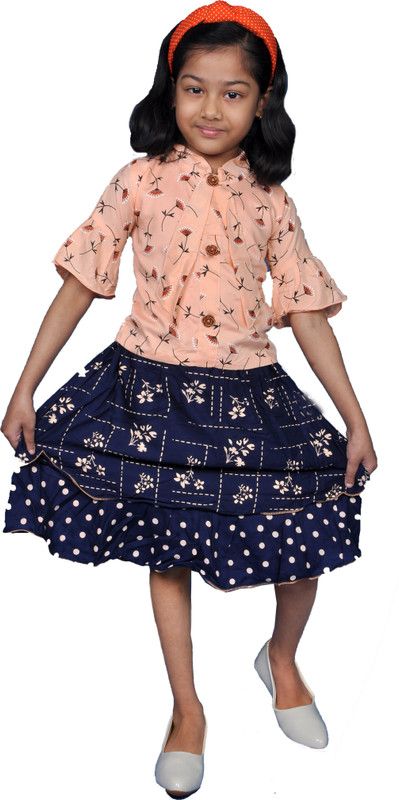 Girls Casual Dress Skirt  (Orange)
