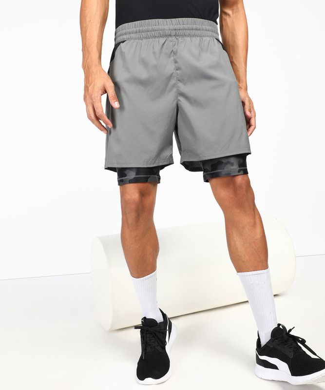 Solid Men Grey Running Shorts