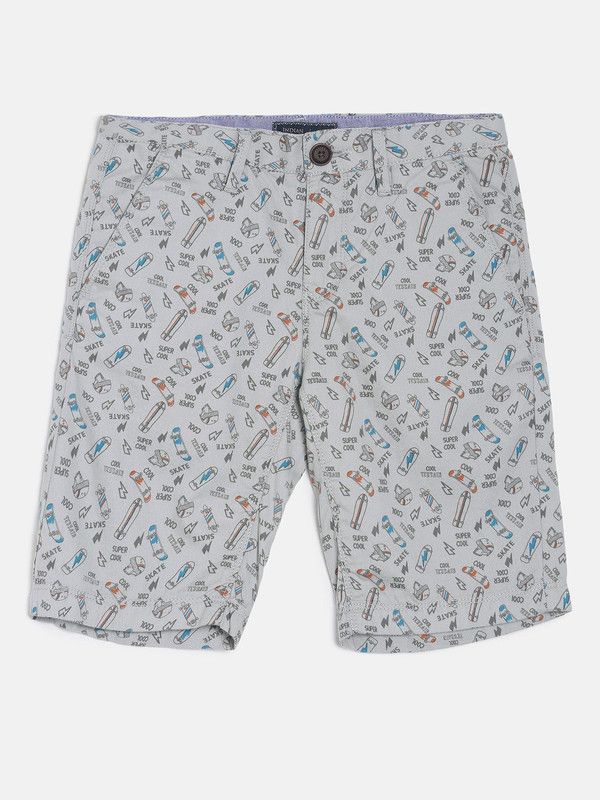 Short For Boys Casual Woven Cotton Blend  (Grey, Pack of 1)
