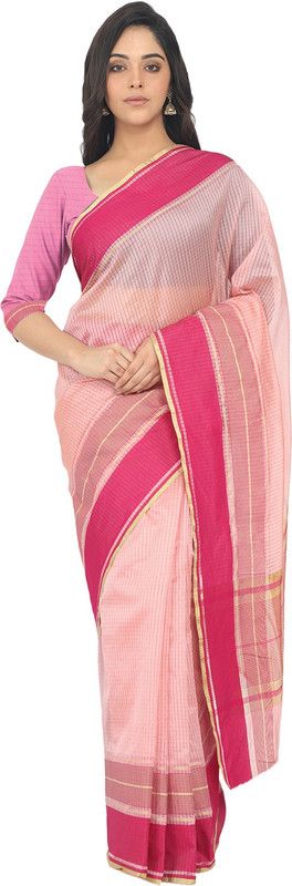 Woven Tant Silk Blend, Jacquard Saree  (Pink)