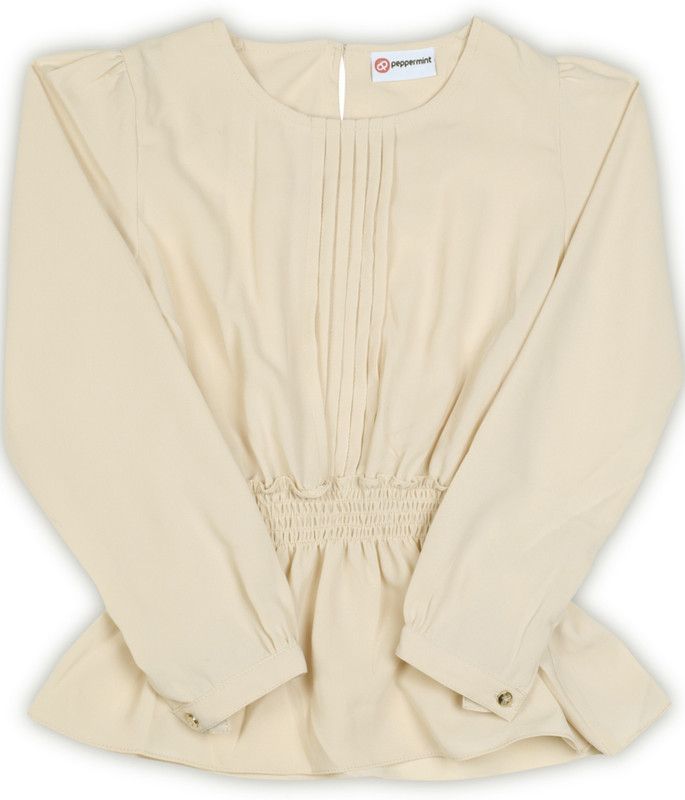 Girls Casual Polycotton Top  (Beige, Pack of 1)