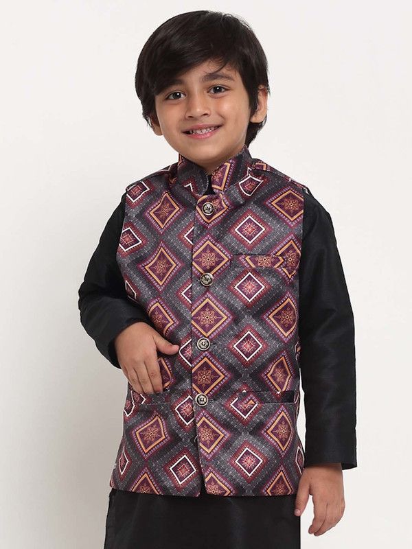 Baby Boys Printed Nehru Jacket