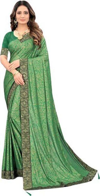 Printed, Self Design, Digital Print, Temple Border, Woven Kovai Brasso Saree  (Green)