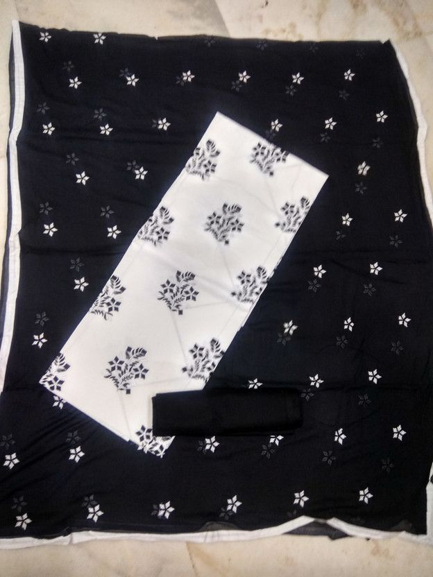 Unstitched Cotton Blend Chudidar Fabric Embroidered