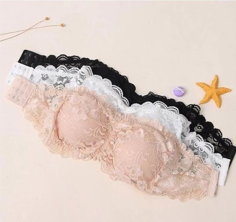 Pack of 3 Women Bralette Lightly Padded Bra  (Black)