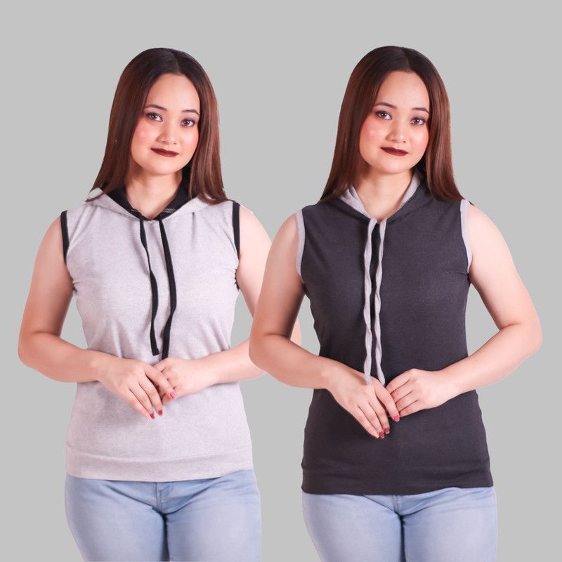 Pack of 2 Women Solid Round Neck Pure Cotton Multicolor T-Shirt