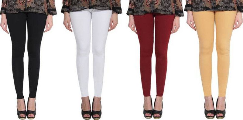 Amitgroup Churidar Western Wear Legging  (White, Maroon, Black, Beige, Solid)