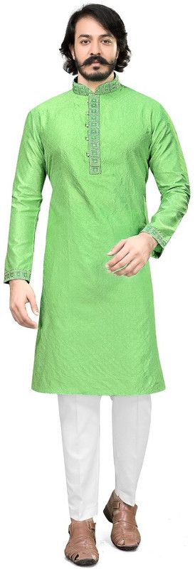 Men Embellished Kurta  (Grey)