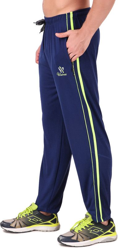 Men Striped Light Blue Track Pants
