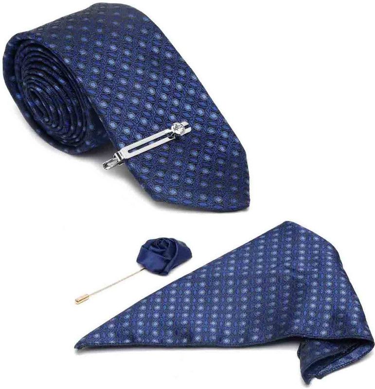 LOUIS STITCH Silk Tie & Cufflink  (Blue)