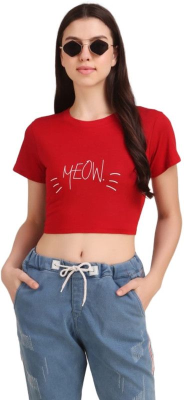 Typography Women Red T-Shirt