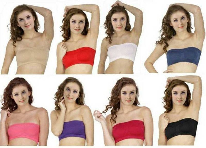 Pack of 8 Women Bandeau/Tube Non Padded Bra  (Multicolor)
