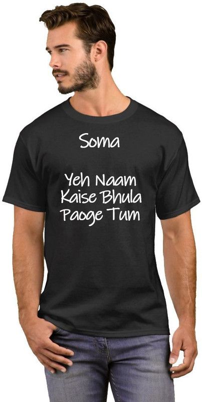 Soma Ye Naam Kaise bhula paoge tum Men Printed Round Neck Cotton Blend Black T-Shirt