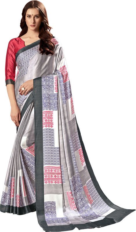 Self Design Bollywood Crepe, Satin Saree  (Pink, Grey)