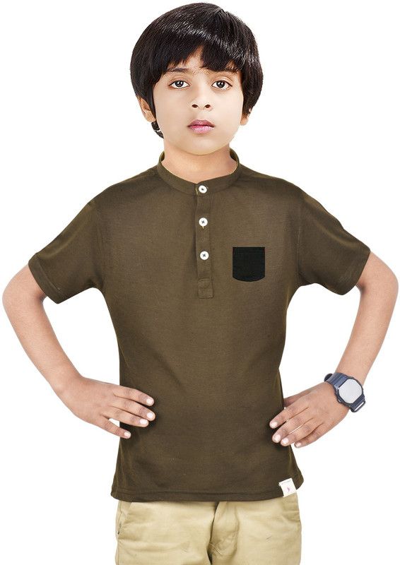 Boys Solid Kurta  (Dark Green)
