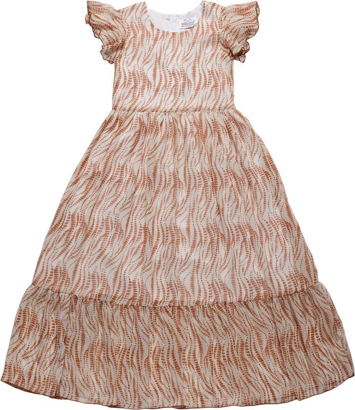 Girls Maxi/Full Length Casual Dress  (Brown, Fashion Sleeve)