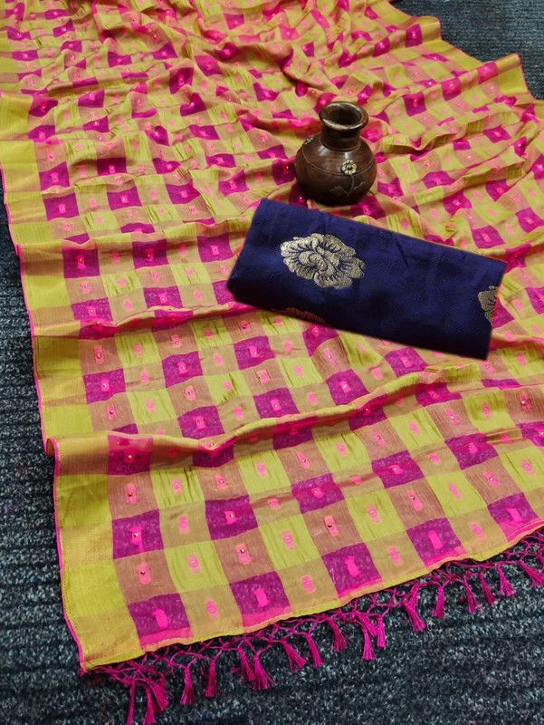 Bollywood Art Silk, Chiffon Saree  (Multicolor)