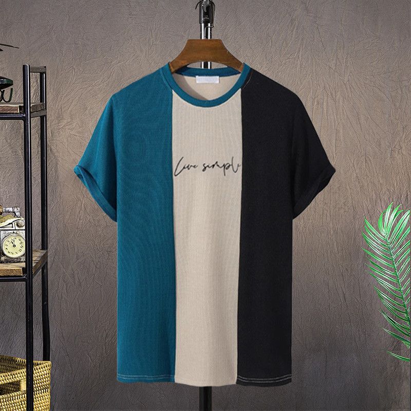 Men Color Block Round Neck Cotton Blend Multicolor T-Shirt