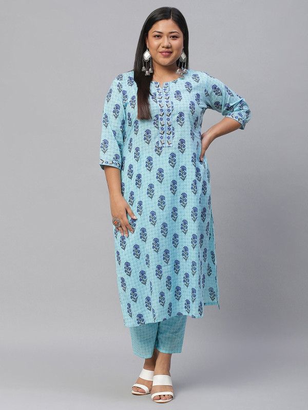 Women Kurta and Trousers Set Pure Cotton