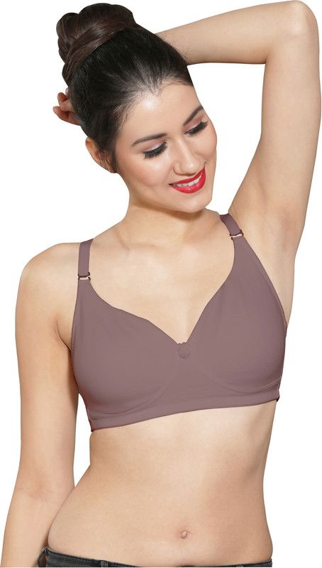Women T-Shirt Lightly Padded Bra  (Brown)