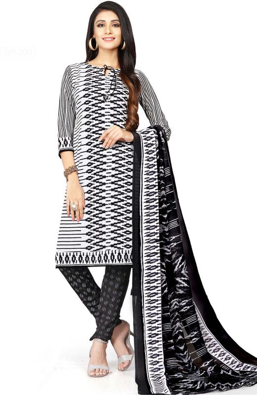 Unstitched Polyester Salwar Suit Material Printed, Striped