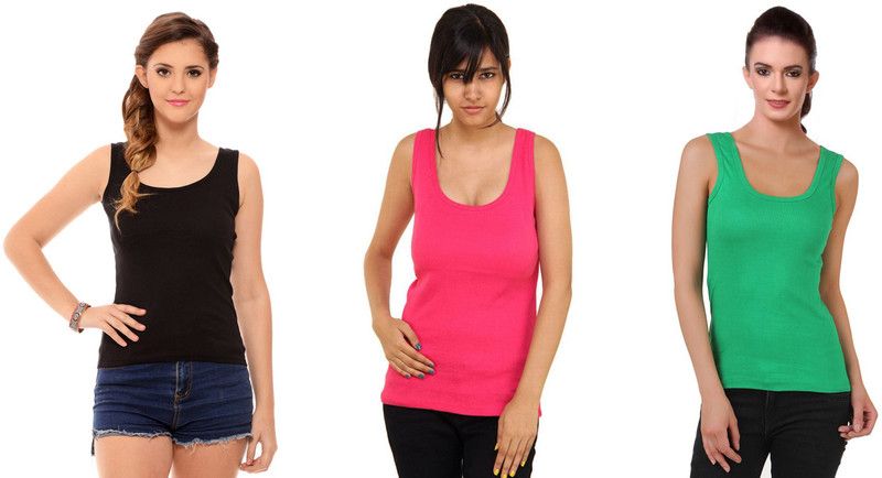 Women Green, Black, Pink Tank Top/Vest