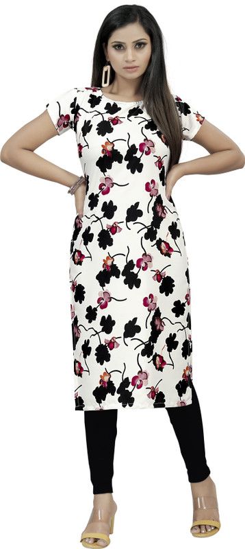 Women Floral Print Kurta  (White)