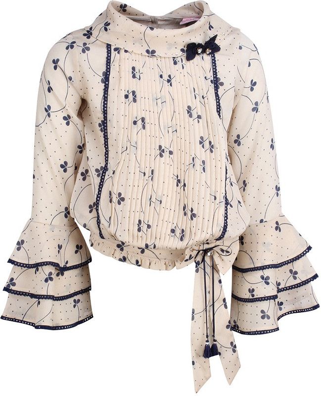 Baby Girls Party Poly Georgette Fashion Sleeve Top  (Beige, Pack of 1)