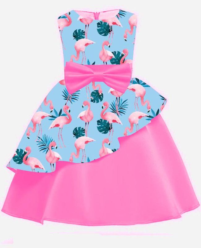 Barbie Girls Midi/Knee Length Casual Dress  (Pink, Sleeveless)