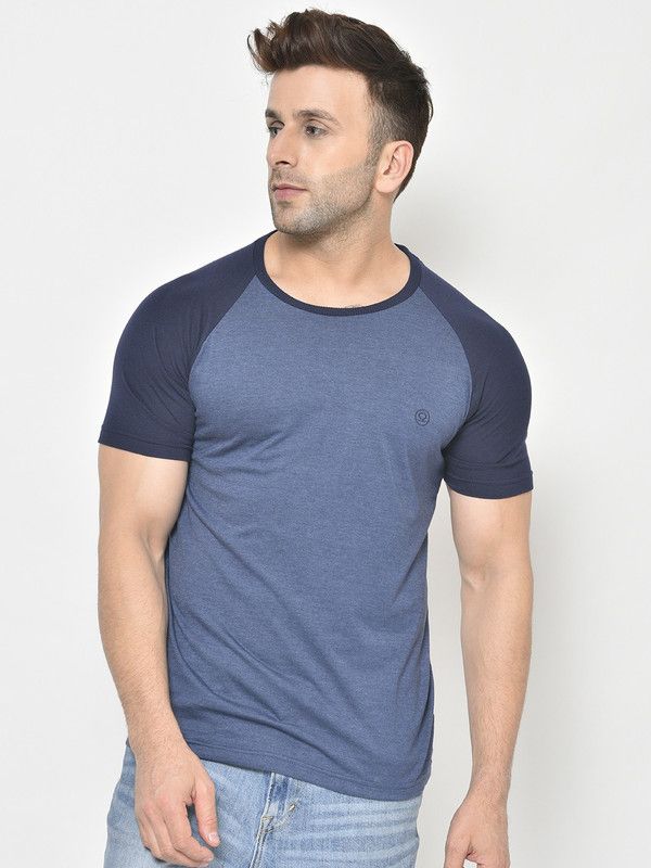 Men Colorblock Round Neck Poly Cotton Multicolor T-Shirt