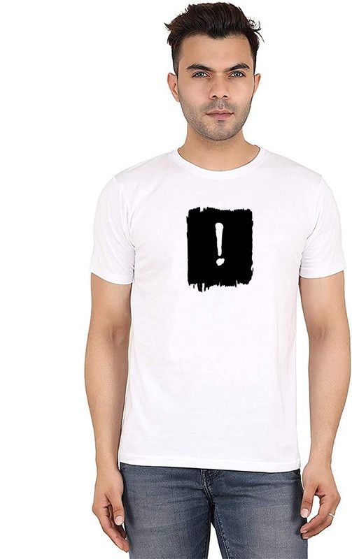 On Patch Printed White Tshirt For Men (100% Cotton) Men Printed Round Neck Pure Cotton White T-Shirt