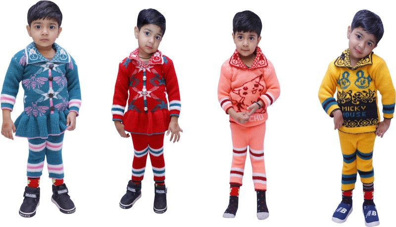 Baby Boys & Baby Girls Casual Dress Pullover, Sweatshirt, Sweater, Pant, Pyjama, Sweatpant  (Multicolor)