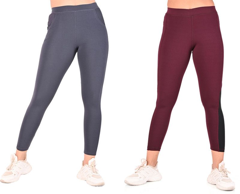GABALUSH Maroon, Grey Jegging  (Solid)