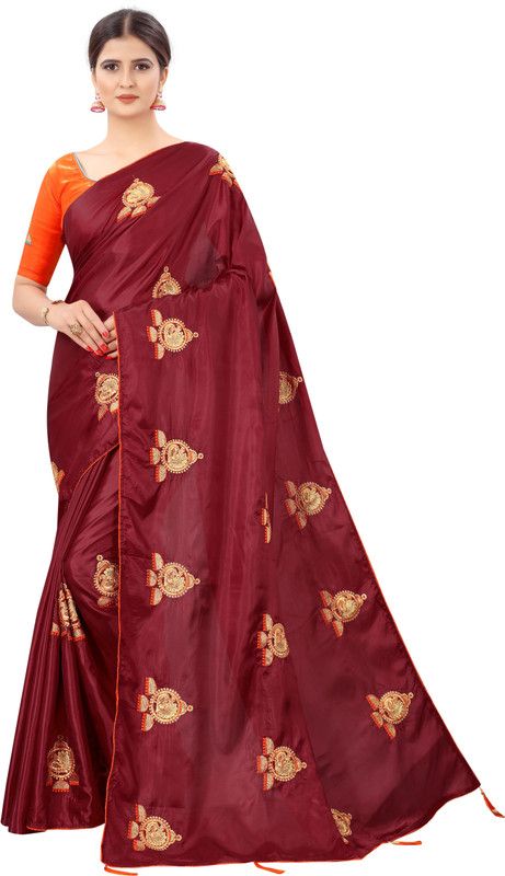 Self Design Bollywood Georgette, Satin Saree  (Maroon)